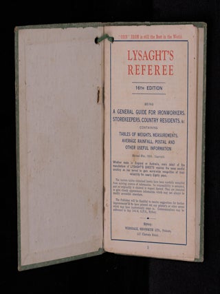 LYSAGHT'S REFEREE, A Handbook Of Useful Information.