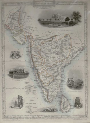Item #26026 MAP OF SOUTHERN INDIA. Including the Presidencies of Bombay & Madras. TALLIS