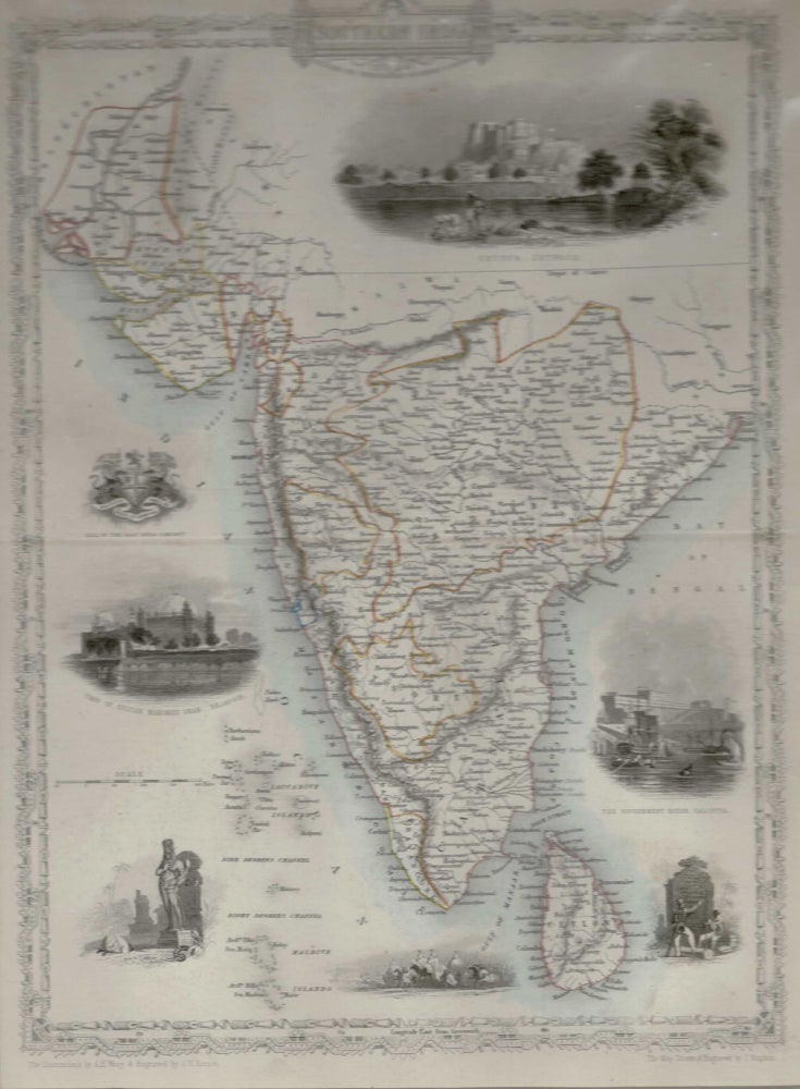 Item #26026 MAP OF SOUTHERN INDIA. Including the Presidencies of Bombay & Madras. TALLIS.