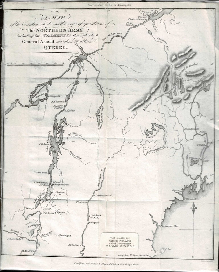 Item #26048 A Map of the Country Which Was the Scene of Operations of The Northern Army Including the Wilderness Through Which General Arnold Marched to Attack Quebec. John MARSHALL.